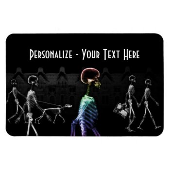 X-ray Skeletons Midnight Stroll - B&w & Rainbow Magnet by VoXeeD at Zazzle