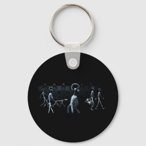 X_Ray Skeletons Midnight Stroll Black Blue Keychain