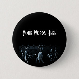 X-Ray Skeletons Midnight Stroll Black Blue Pinback Button
