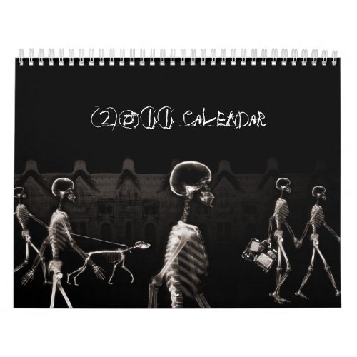 X_Ray Skeletons Midnight Stroll Black Sepia Calendar