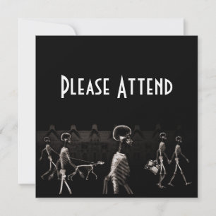 X-Ray Skeletons Midnight Stroll Black Sepia Invitation