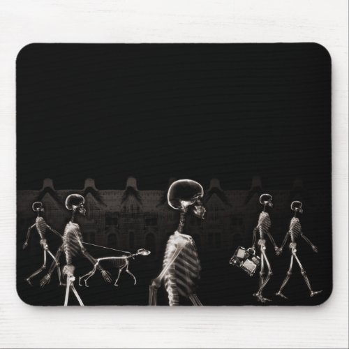X_Ray Skeletons Midnight Stroll Black Sepia Mouse Pad