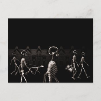 X-ray Skeletons Midnight Stroll Black Sepia Postcard by VoXeeD at Zazzle