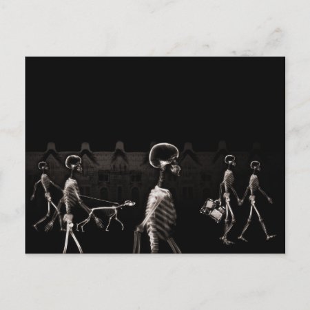 X-ray Skeletons Midnight Stroll Black Sepia Postcard