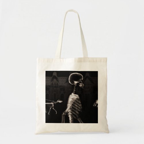 X_Ray Skeletons Midnight Stroll Black Sepia Tote Bag