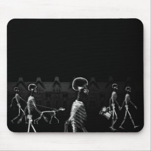 X-Ray Skeletons Midnight Stroll Black White Mouse Pad