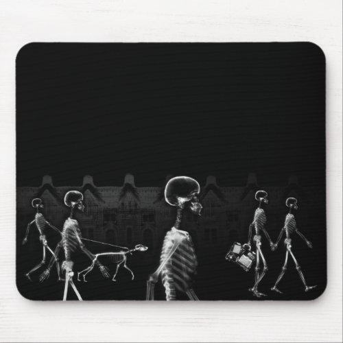 X_Ray Skeletons Midnight Stroll Black White Mouse Pad