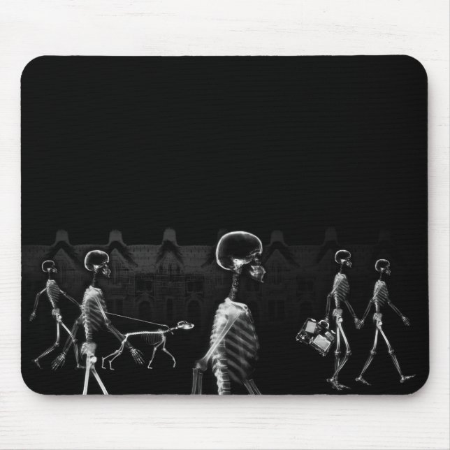 X-Ray Skeletons Midnight Stroll Black White Mouse Pad (Front)