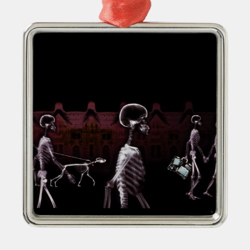 X_Ray Skeletons Midnight Stroll _ Original Metal Ornament