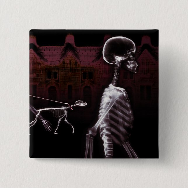 X-Ray Skeletons Midnight Stroll Pinback Button (Front)
