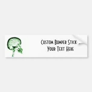 X-RAY SKULL BRAIN - GREEN BUMPER STICKER