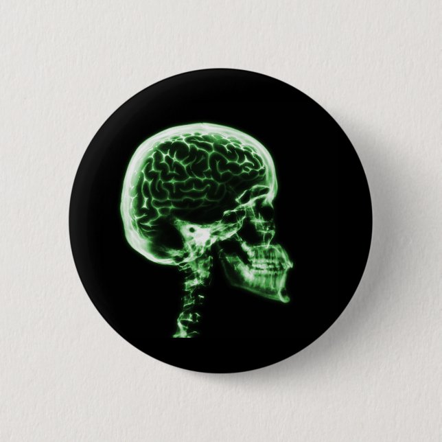 X-RAY SKULL BRAIN - GREEN BUTTON (Front)