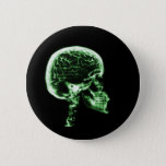 X-ray Skull Brain - Green Button at Zazzle