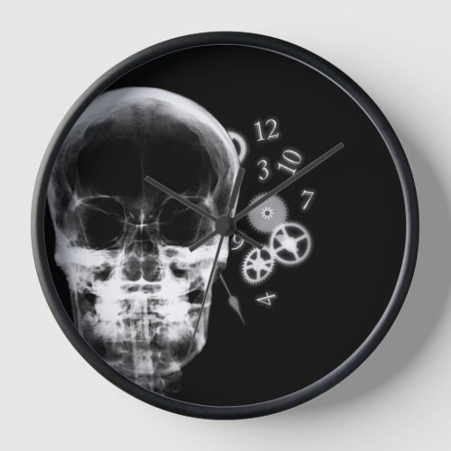 X_Ray Skull  Clock Parts _ BW