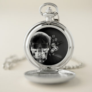 X-Ray Skull & Clock Parts - B&W Pocket Watch