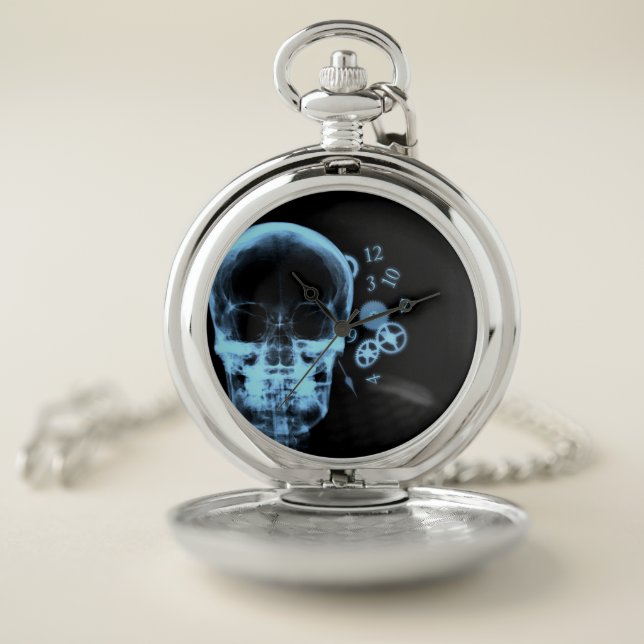 X-Ray Skull & Clock Parts - Blue Pocket Watch (Inside)