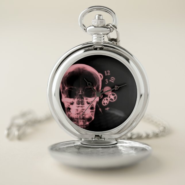 X-Ray Skull & Clock Parts - Red Pocket Watch (Inside)
