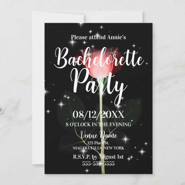 X-Ray Sparkle Flower Bachelorette Party Invitation (Front)