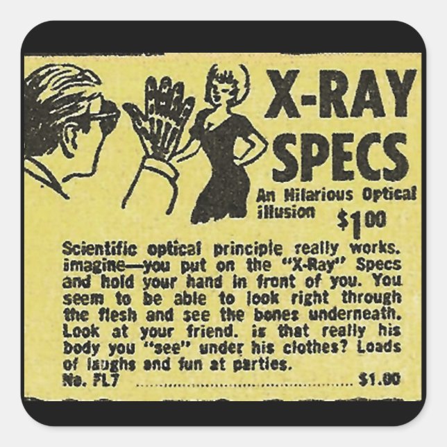X-Ray Specs! See through clothes (kind of) Square Sticker (Front)