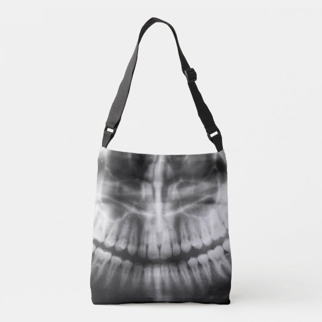 X-Ray Teeth Mouth Smile Black and White Crossbody Bag (Back)