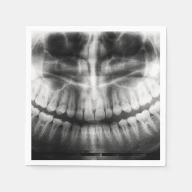 X-Ray Teeth Mouth Smile Black and White Napkins (Front)