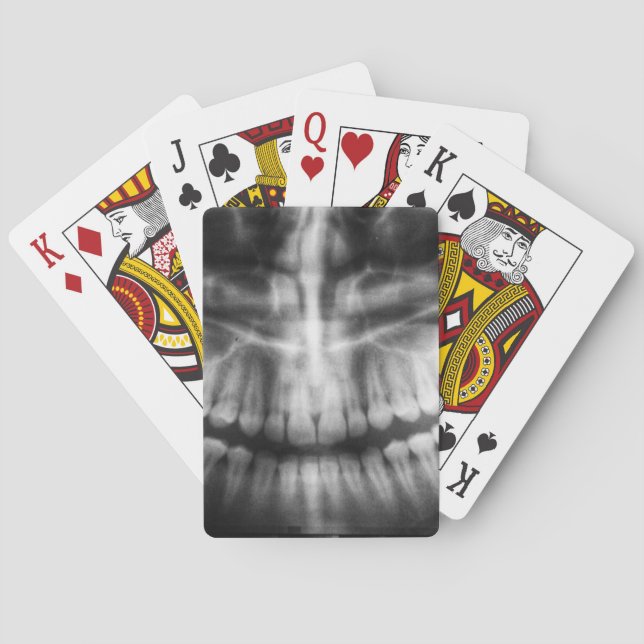X-Ray Teeth Mouth Smile Black and White Poker Cards (Back)