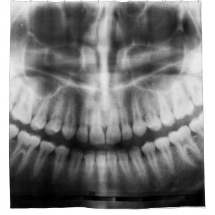 X-Ray Teeth Mouth Smile Black and White Shower Curtain