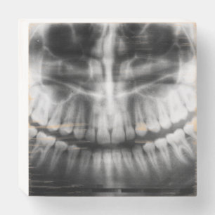 X-Ray Teeth Mouth Smile Black and White Wooden Box Sign
