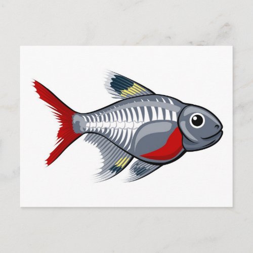 X_ray tetra cartoon fish postcard
