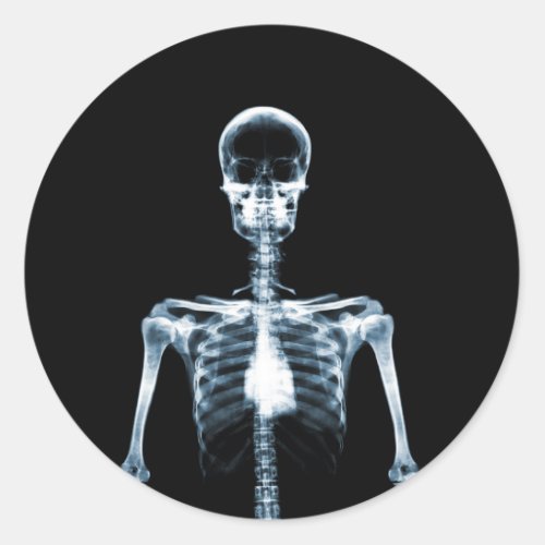X_Ray Vision Blue Single Skeleton Classic Round Sticker
