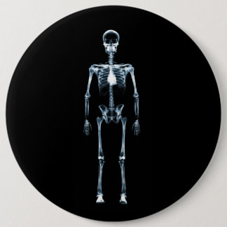 X-Ray Vision Blue Single Skeleton Pinback Button