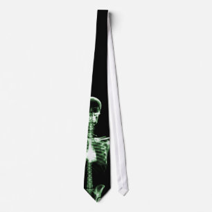 X-Ray Vision Green Single Skeleton Neck Tie