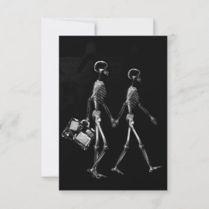 X-RAY VISION SKELETON COUPLE TRAVELING B&W INVITATION