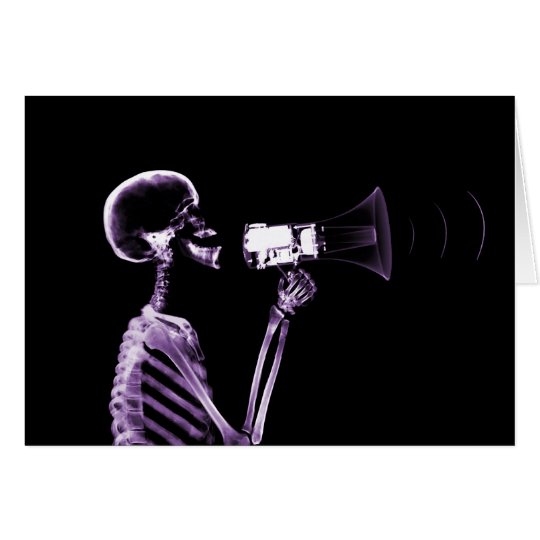 X-RAY VISION SKELETON ON MEGAPHONE - PURPLE CARD