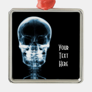 X-RAY VISION SKELETON SKULL - BLUE METAL ORNAMENT