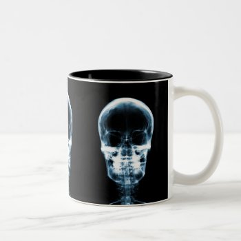 X-ray Vision Skeleton Skull - Blue Two-tone Coffee Mug by VoXeeD at Zazzle