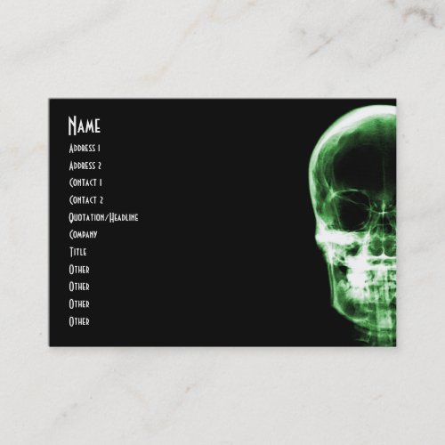 X-RAY VISION SKELETON SKULL - GREEN BUSINESS CARD TEMPLATE