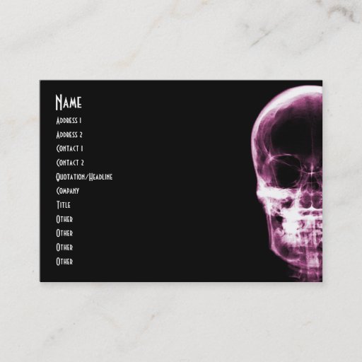 Customizable X-RAY VISION SKELETON SKULL - PINK BUSINESS CARD TEMPLATE