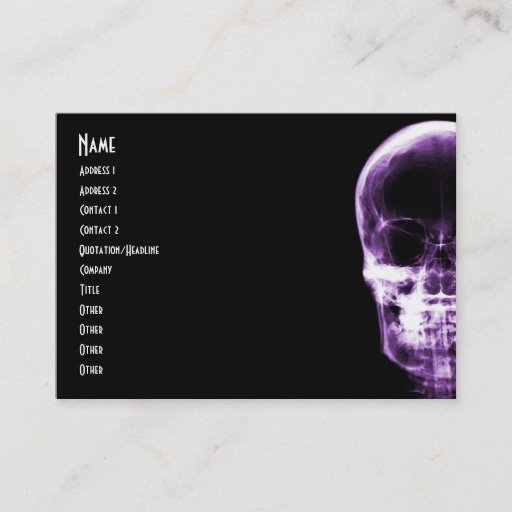 Customizable X-RAY VISION SKELETON SKULL - PURPLE BUSINESS CARDS
