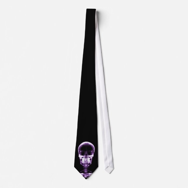 X-RAY VISION SKELETON SKULL - PURPLE NECK TIE (Front)