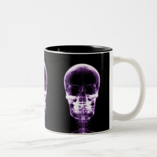 X-RAY VISION SKELETON SKULL - PURPLE Two-Tone COFFEE MUG