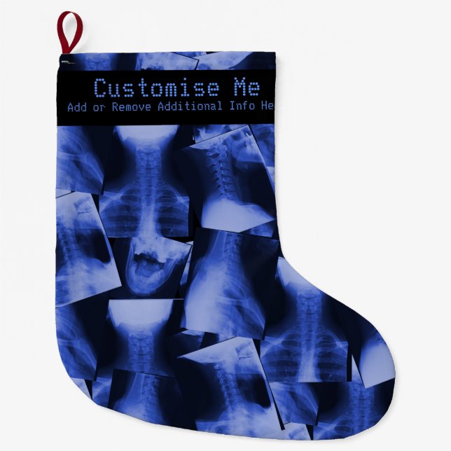 X-Rayed Electromagnetic Blue Large Christmas Stocking (Front)