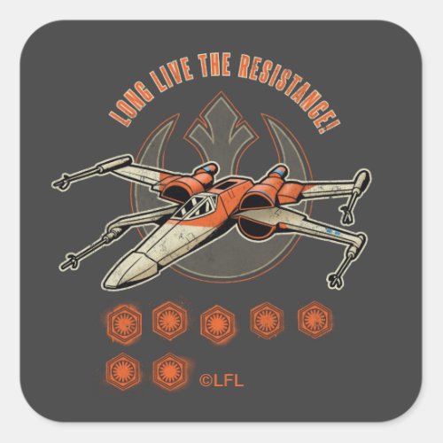 X_Wing Starfighter Battle Tally Graphic Square Sticker
