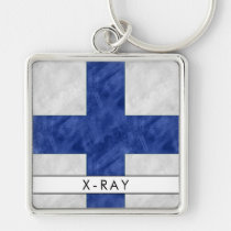X X-Ray Nautical Signal Flag + Your Name Keychain