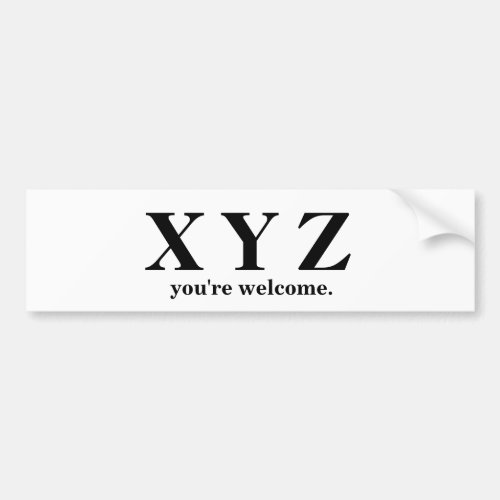 X Y Z ABC Game Help Bumper Sticker