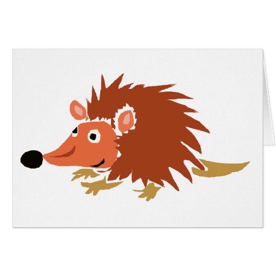 XA- Funny Hedgehog Primitive Art Cartoon Card