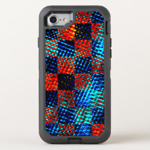 Xadrez laranja, azul, fake sujo ou manchado. OtterBox defender iPhone SE/8/7 case
