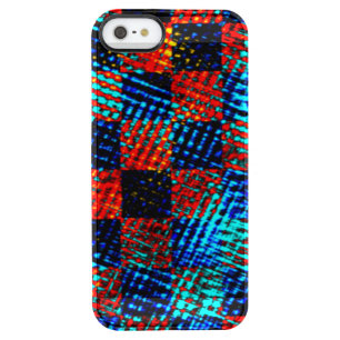 Xadrez laranja, azul, falso sujo com manchas. clear iPhone SE/5/5s case