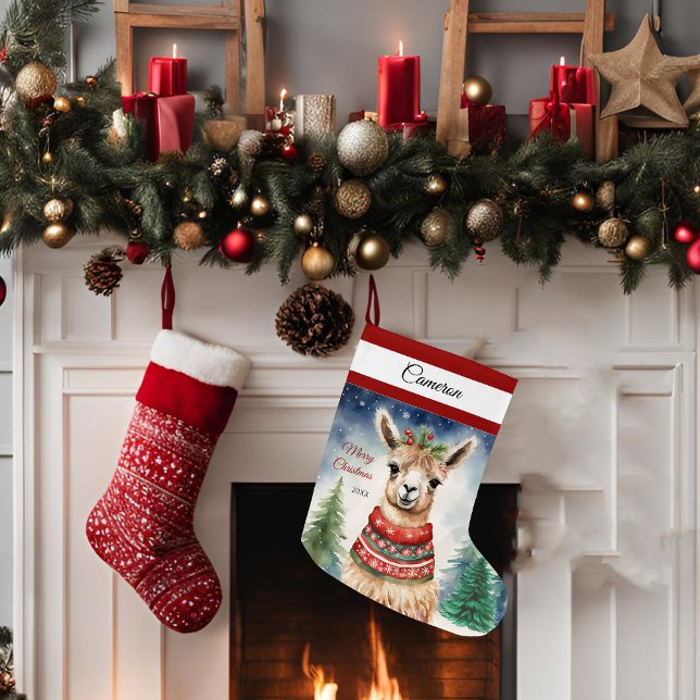 Xams Llama Personalized Large Christmas Stocking (Creator Uploaded)
