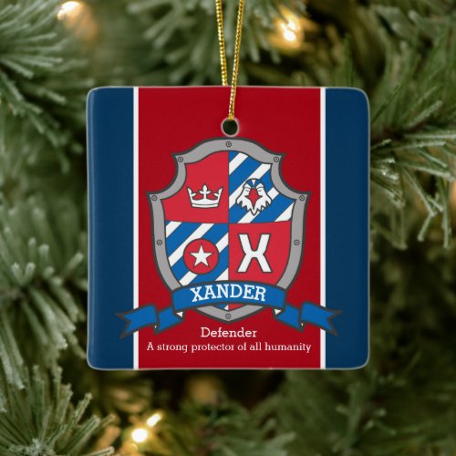 Xander name meaning crest eagle red custom ceramic ornament